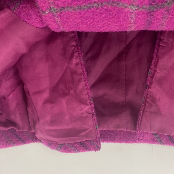 Moda International magenta pink plaid wool blend double breasted jacket coat - Picture 7 of 13